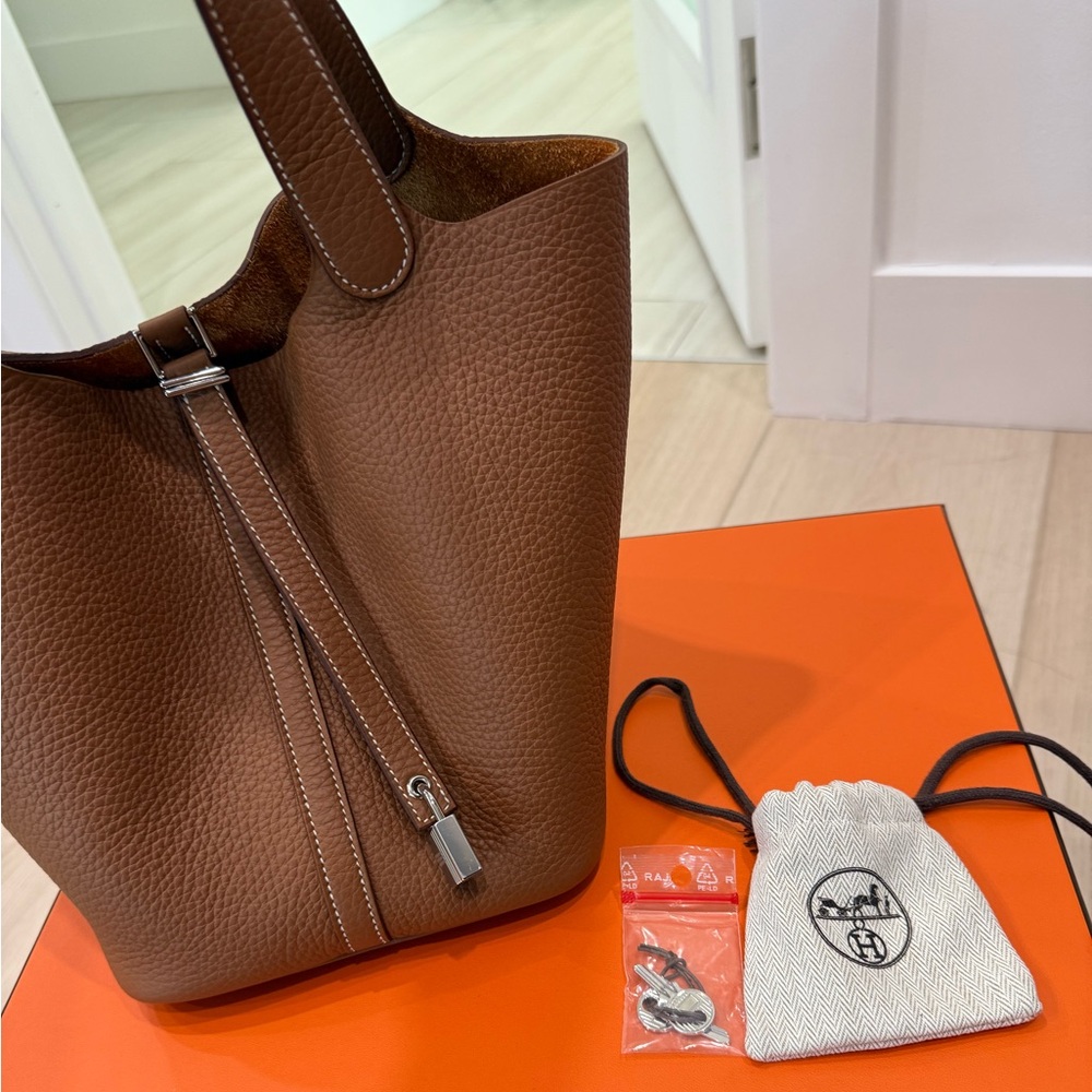 Hermes Picotin 22 Clemence Leather in Gold with Palladium Hardware